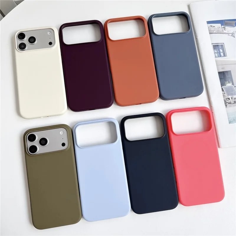 For iPhone 18 Pro Max Magnetic Case Liquid Silicone Phone Back Cover (No Logo) - Wine Red