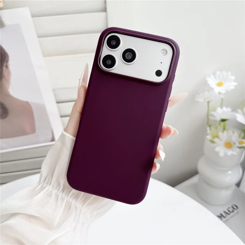 For iPhone 18 Pro Max Magnetic Case Liquid Silicone Phone Back Cover (No Logo) - Wine Red