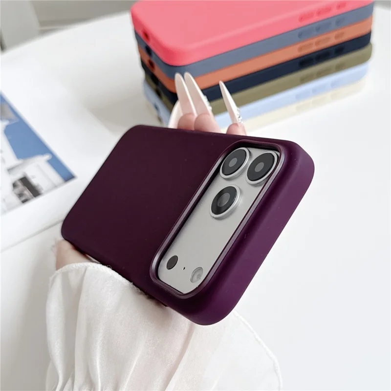 For iPhone 18 Pro Max Magnetic Case Liquid Silicone Phone Back Cover (No Logo) - Wine Red