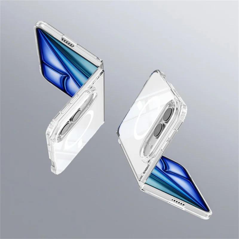 For iPhone Duo Magnetic Case UV Coating Anti-Yellowing 1.5mm Hard PC Phone Cover - Transparent