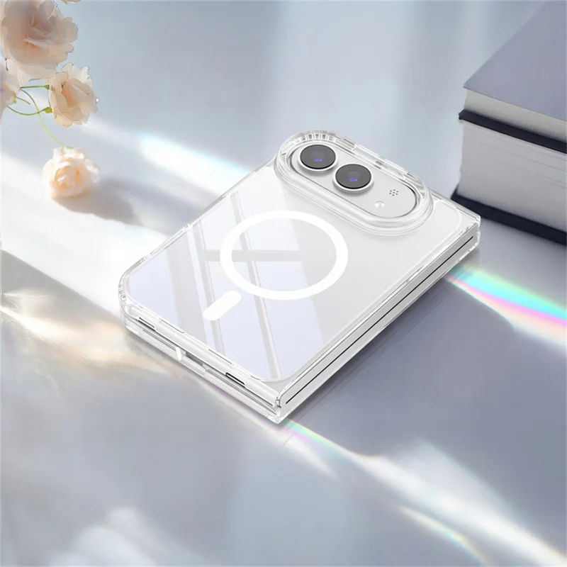For iPhone Duo Magnetic Case UV Coating Anti-Yellowing 1.5mm Hard PC Phone Cover - Transparent