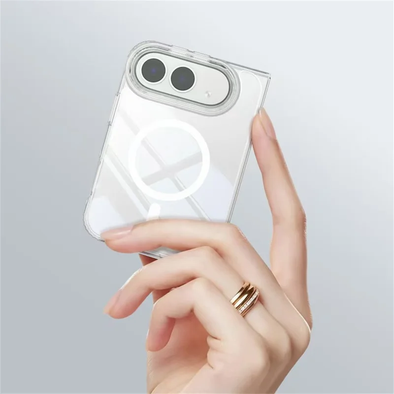 For iPhone Duo Magnetic Case UV Coating Anti-Yellowing 1.5mm Hard PC Phone Cover - Transparent