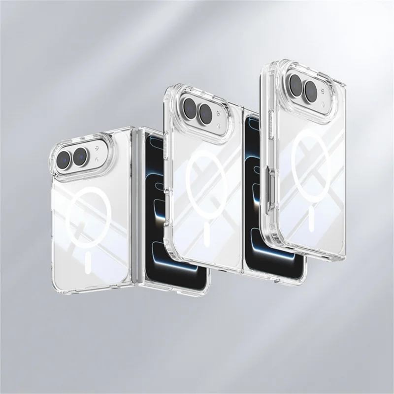 For iPhone Duo Magnetic Case UV Coating Anti-Yellowing 1.5mm Hard PC Phone Cover - Transparent