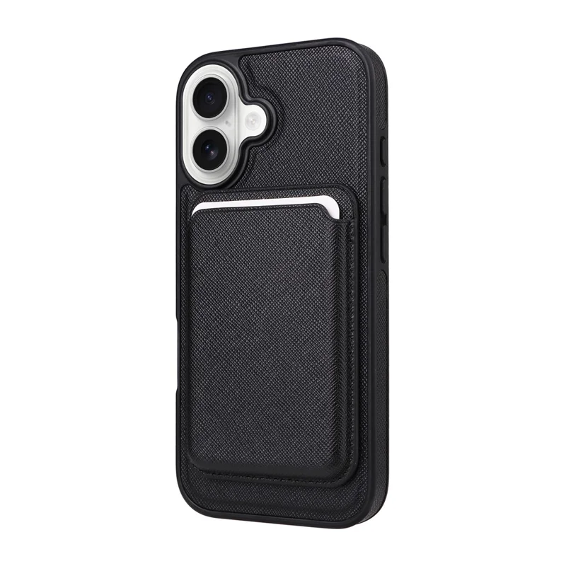 For iPhone 17 Magnetic Case PU Leather Coated PC + TPU Anti-Scratch Phone Cover - Cross Texture