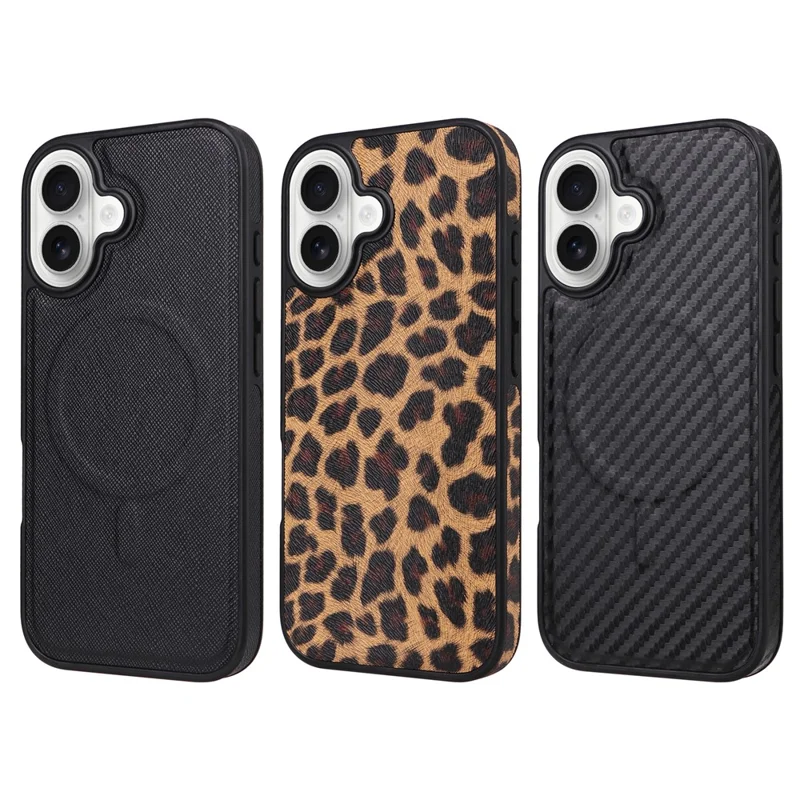 For iPhone 17 Magnetic Case PU Leather Coated PC + TPU Anti-Scratch Phone Cover - Cross Texture