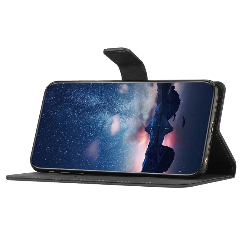 For Samsung Galaxy S27 Case Rhombus Leather Horizontal Flip Phone Cover with Wrist Strap - Black