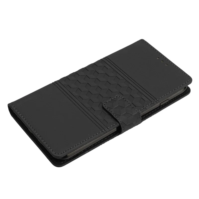 For Samsung Galaxy S27 Case Rhombus Leather Horizontal Flip Phone Cover with Wrist Strap - Black