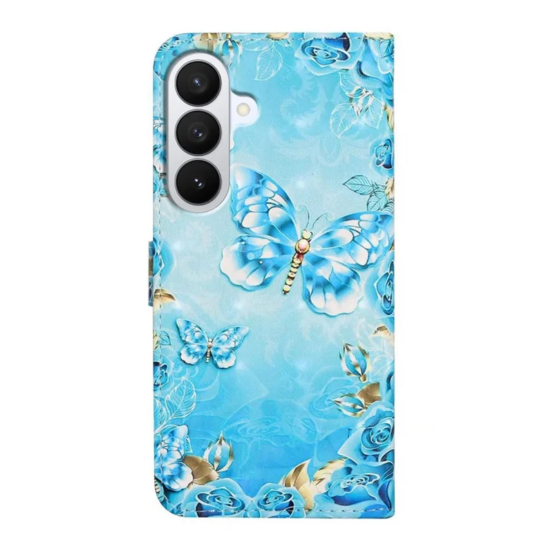 For Samsung Galaxy S27+ Case 3D Pattern Printing Leather Wallet Phone Cover - Blue Butterfly
