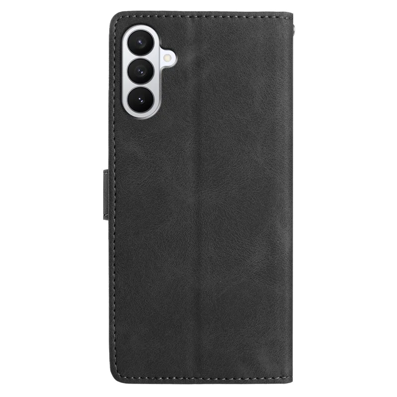 Чехол-кошелек для Samsung Galaxy S27+ с рисунком, имитацией кожи и ремешком — черный