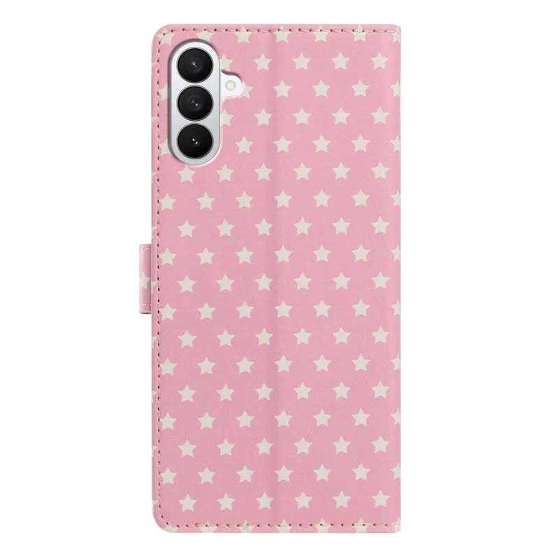 For Samsung Galaxy S27 Case Star Pattern PU Leather Wallet Stand Phone Cover with Wrist Strap - Pink