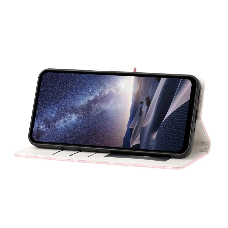 Til Samsung Galaxy S27+ Taske med stjernemønster i PU-læder med wallet og stander, telefonbeskytter med håndledsrem - Lyserød
