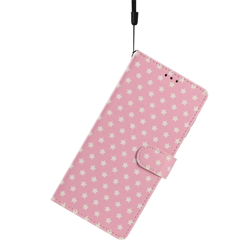 Til Samsung Galaxy S27+ Taske med stjernemønster i PU-læder med wallet og stander, telefonbeskytter med håndledsrem - Lyserød