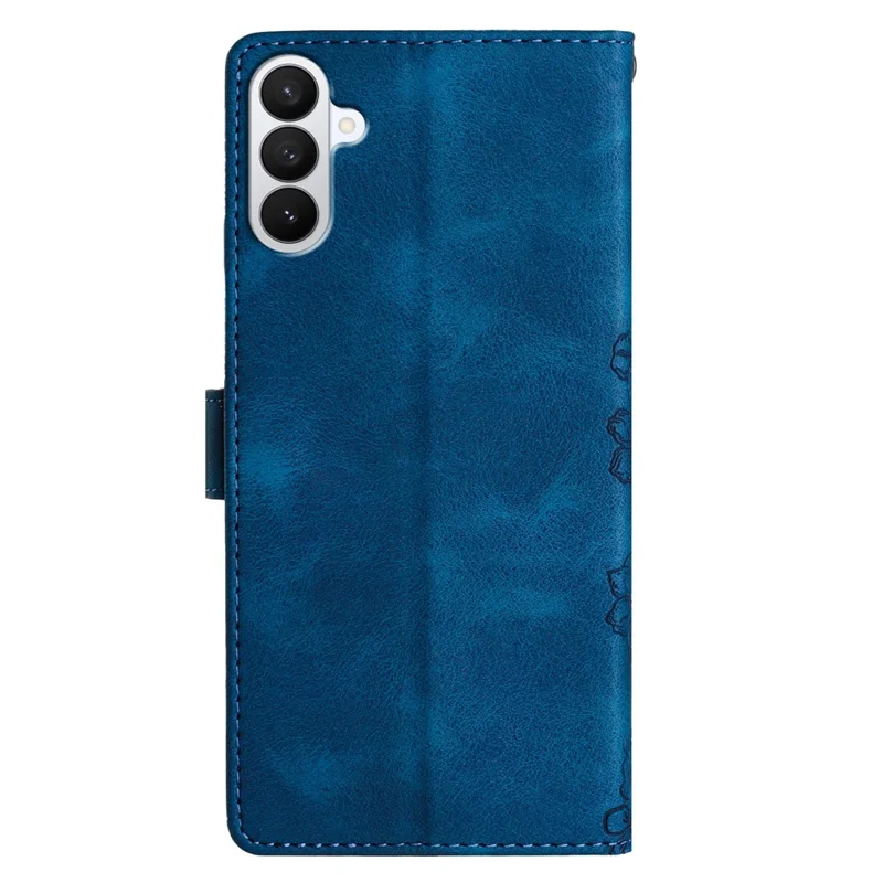 For Samsung Galaxy S27+ Case Butterfly Flower Pattern Skin-Touch Leather Phone Cover - Blue
