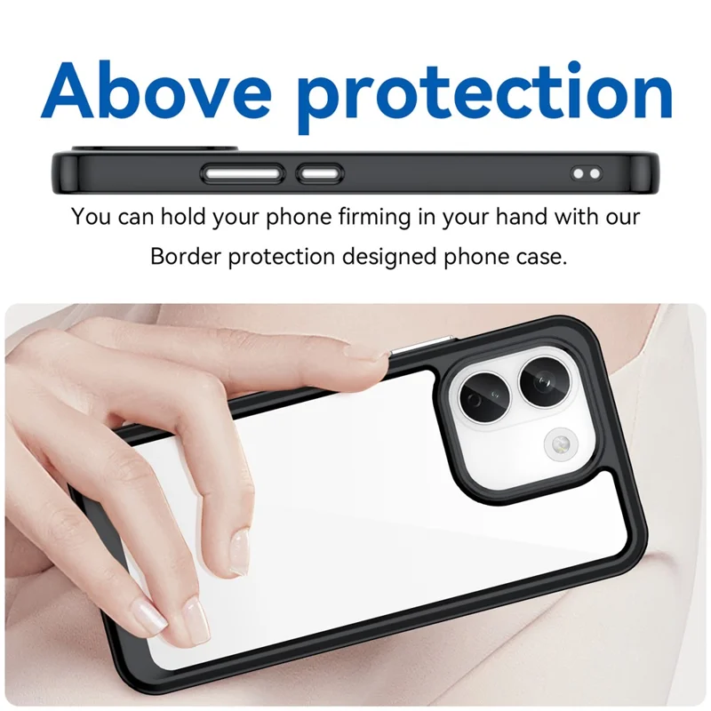 For Xiaomi Redmi Note 17 Pro+ 5G / Note 17 Pro Max 5G Case TPU + Acrylic Protective Clear Phone Cover - Black