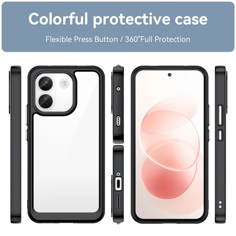 For Xiaomi Redmi Note 17 Pro+ 5G / Note 17 Pro Max 5G Case TPU + Acrylic Protective Clear Phone Cover - Black