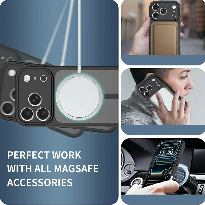 For iPhone 18 Pro / 17 Pro Magnetic Case Skin Touch PC + TPU Precise Camera Cutouts Shockproof Phone Cover - Black