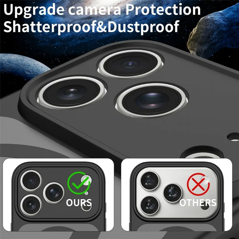 For iPhone 18 Pro / 17 Pro Magnetic Case Skin Touch PC + TPU Precise Camera Cutouts Shockproof Phone Cover - Black