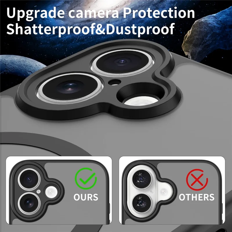 For iPhone 16 Plus Magnetic Case Skin Touch PC + TPU Precise Camera Cutouts Shockproof Phone Cover - Black