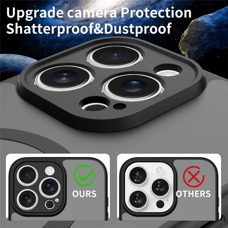 For iPhone 15 Pro Max Magnetic Case Skin Touch PC + TPU Precise Camera Cutouts Shockproof Phone Cover - Black