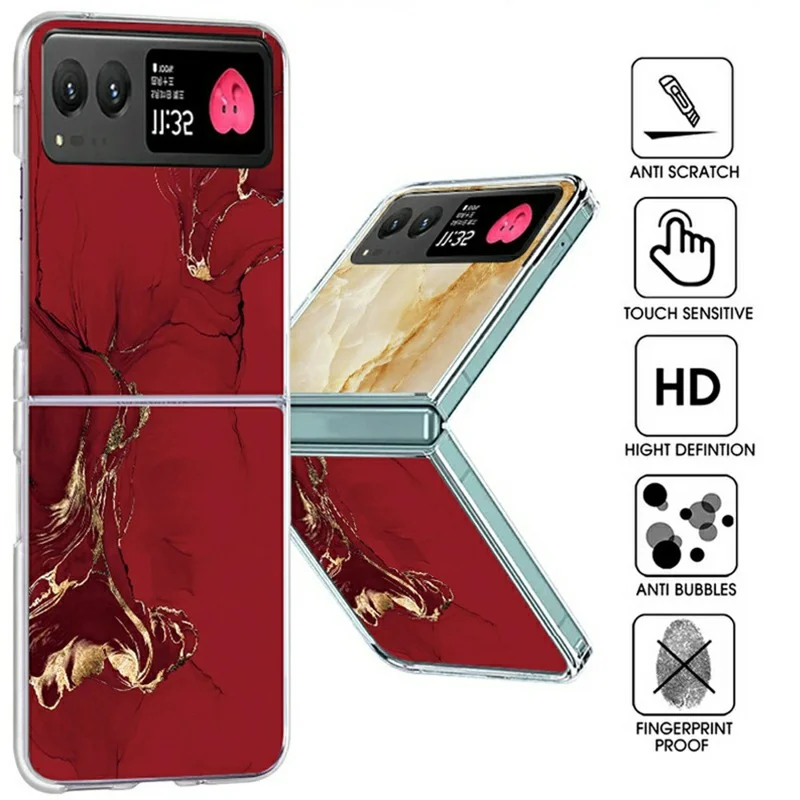 For Samsung Galaxy Z Flip8 Case Marble Pattern PC Scratch Resistant Folding Phone Cover - B193TR