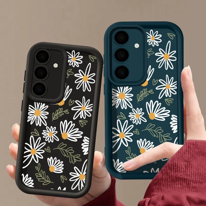 Samsung Galaxy S25 FE-hoesje met madeliefjespatroon Precieze camerabescherming Verdikte TPU-telefoonhoes - Antiek wit