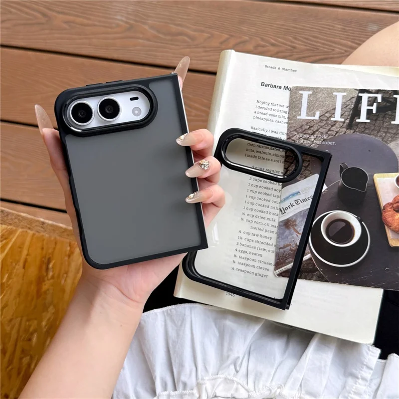 Etui na iPhone Duo Case Anti-Ścieranie PC Minimalistyczny Składany Płaszcz - Matowa Czerni