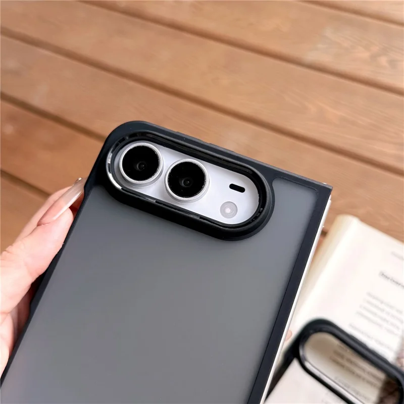Etui na iPhone Duo Case Anti-Ścieranie PC Minimalistyczny Składany Płaszcz - Matowa Czerni