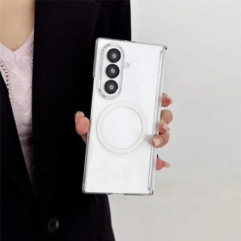 For Samsung Galaxy Z Fold8 Ultra Magnetic Case Shockproof PC Hinge Protection Phone Cover - Transparent