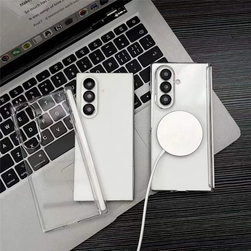 For Samsung Galaxy Z Fold8 Ultra Magnetic Case Shockproof PC Hinge Protection Phone Cover - Transparent