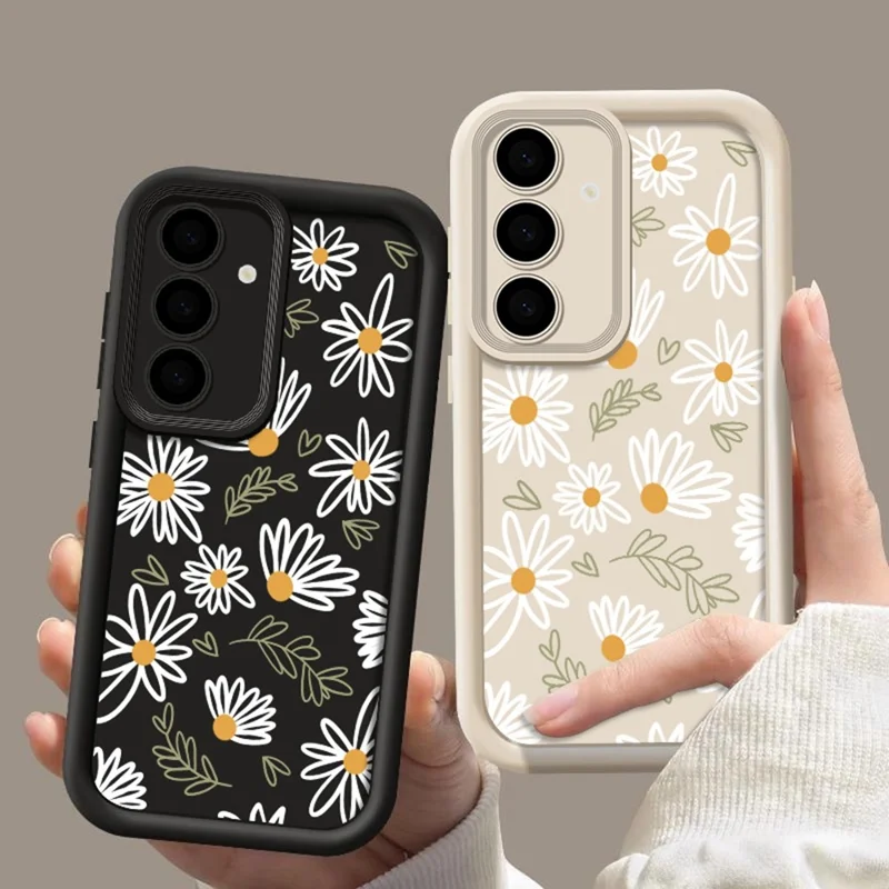 Daisy Pattern Case for Samsung Galaxy A26 5G / A17 5G / A17 4G , Precise Camera Protection Thickened TPU Phone Cover - Antique White