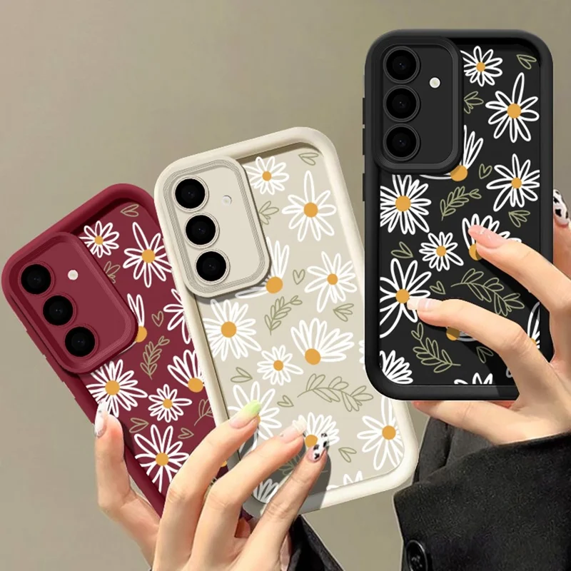 Daisy Pattern Case for Samsung Galaxy A26 5G / A17 5G / A17 4G , Precise Camera Protection Thickened TPU Phone Cover - Antique White