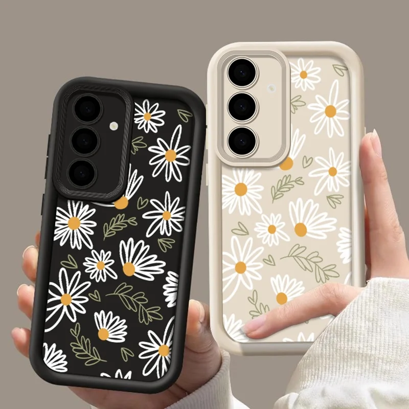 Daisy Pattern Case for Samsung Galaxy A26 5G / A17 5G / A17 4G , Precise Camera Protection Thickened TPU Phone Cover - Antique White