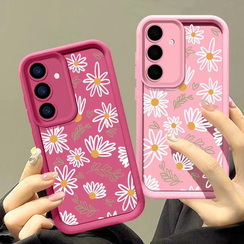 Daisy Pattern Case for Samsung Galaxy A26 5G / A17 5G / A17 4G , Precise Camera Protection Thickened TPU Phone Cover - Antique White