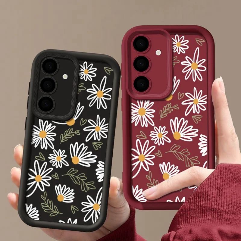 Daisy Pattern Case for Samsung Galaxy A26 5G / A17 5G / A17 4G , Precise Camera Protection Thickened TPU Phone Cover - Antique White