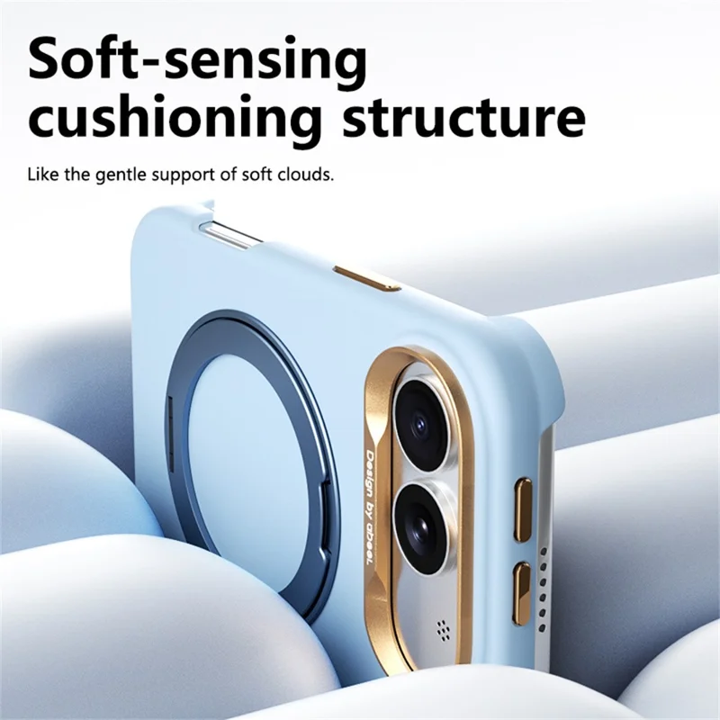 ABEEL For iPhone Duo Magnetic Case Ring Kickstand Liquid Silicone Feel PC Phone Cover - Sky Blue