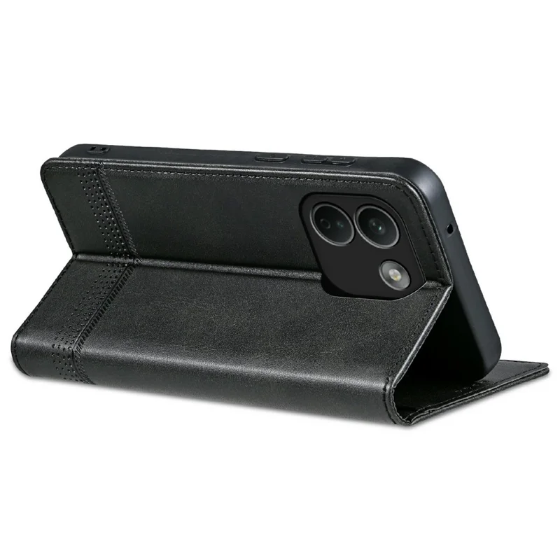 AZNS For Xiaomi Redmi Note 17 Pro Max 5G Phone Case Cowhide Texture PU Leather Wallet Phone Cover - Black