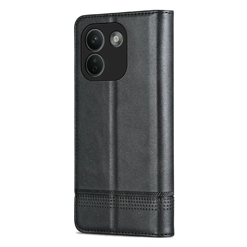 AZNS For Xiaomi Redmi Note 17 Pro Max 5G Phone Case Cowhide Texture PU Leather Wallet Phone Cover - Black