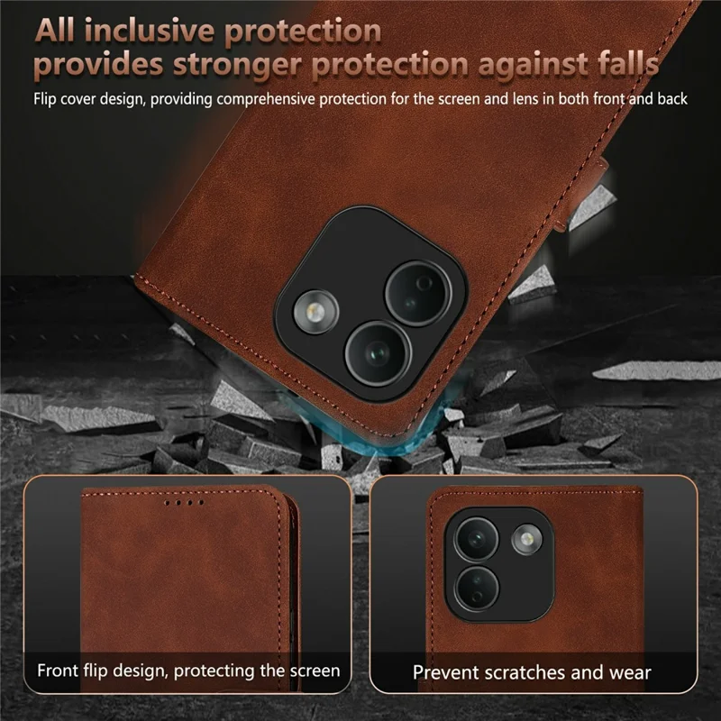 AZNS For Xiaomi Redmi Note 17 Pro Max 5G Case PU Leather Wallet Phone Cover - Brown