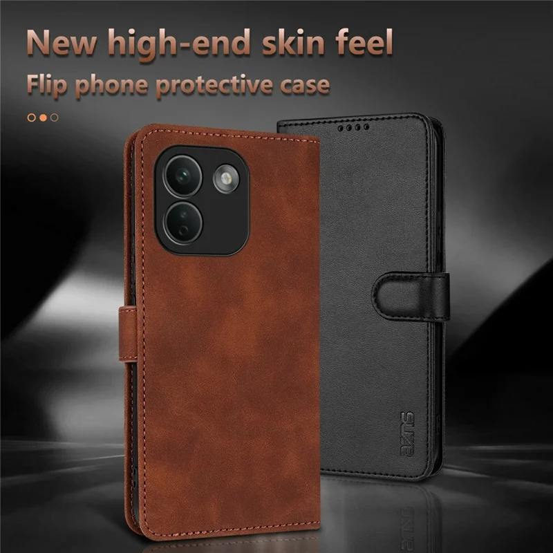 AZNS For Xiaomi Redmi Note 17 Pro Max 5G Case PU Leather Wallet Phone Cover - Brown