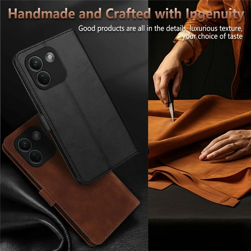 AZNS For Xiaomi Redmi Note 17 Pro Max 5G Case PU Leather Wallet Phone Cover - Brown