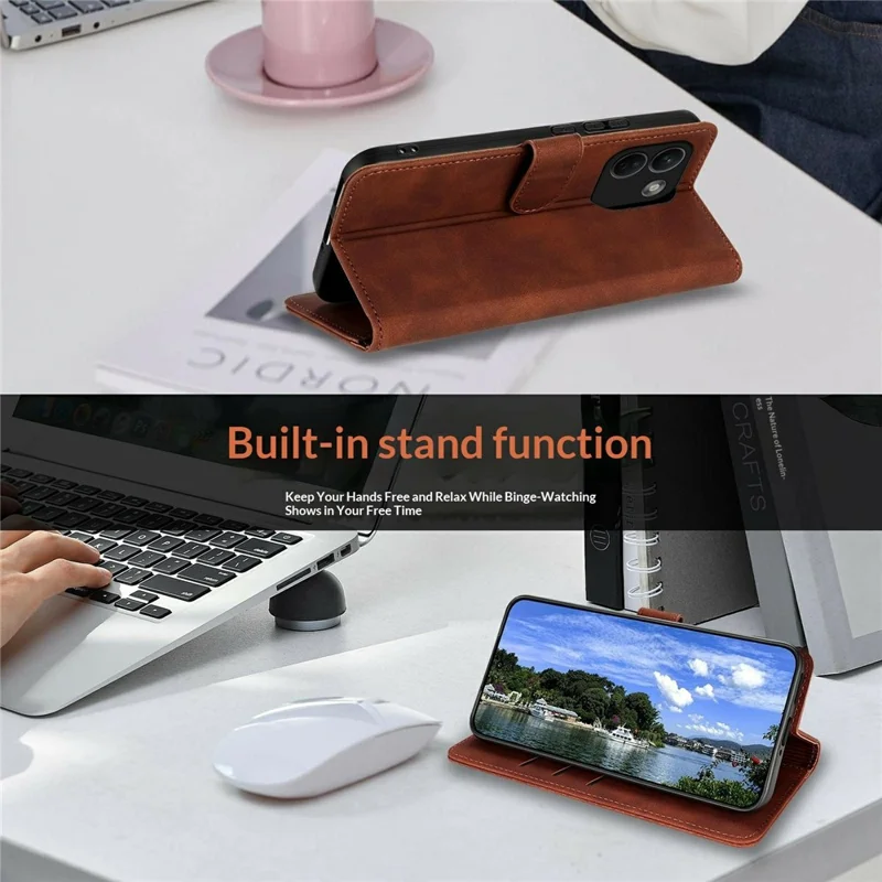 AZNS For Xiaomi Redmi Note 17 Pro Max 5G Case PU Leather Wallet Phone Cover - Brown