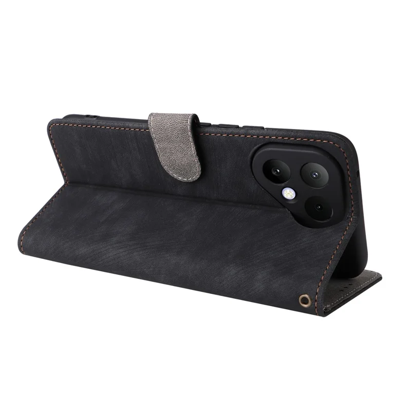 Für TECNO Pova Curve 2 5G Brieftaschenhülle RFID-Schutz PU-Leder Handyhülle Ständer mit Riemen - Schwarz