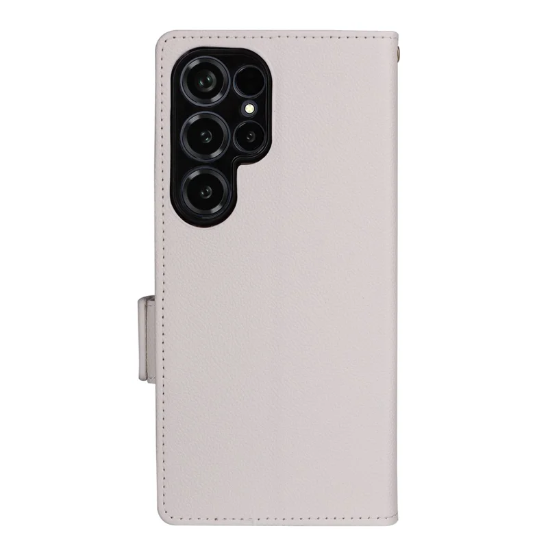 For Oukitel C66 Case Litchi Texture Wallet Leather Phone Cover with Wrist Strap - White