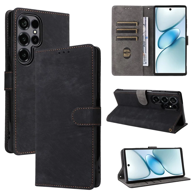 For Oukitel C66 Wallet Case RFID Blocking PU Leather Phone Cover Stand with Strap - Black