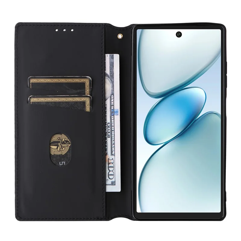 For Oukitel C66 Case Wallet Rhombus Imprinted PU Leather Phone Cover - Silver