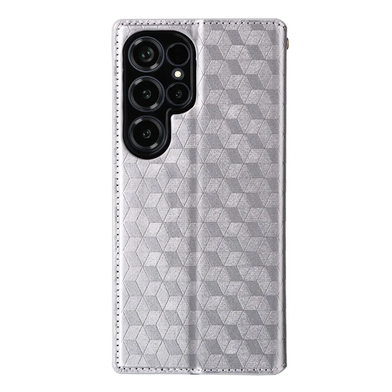 For Oukitel C66 Case Wallet Rhombus Imprinted PU Leather Phone Cover - Silver