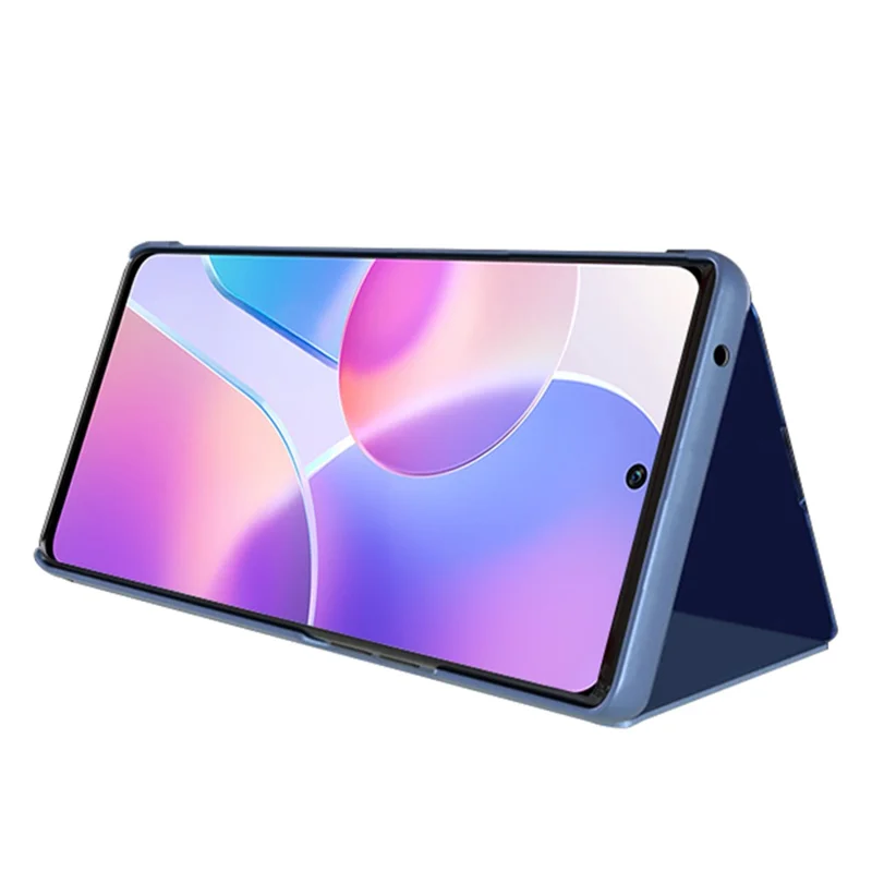 For Honor X8 5G / X6 / 70 Lite View Window PU Leather Case Hands-free Stand Mirror Electroplating Phone Cover Protector - Rose Gold