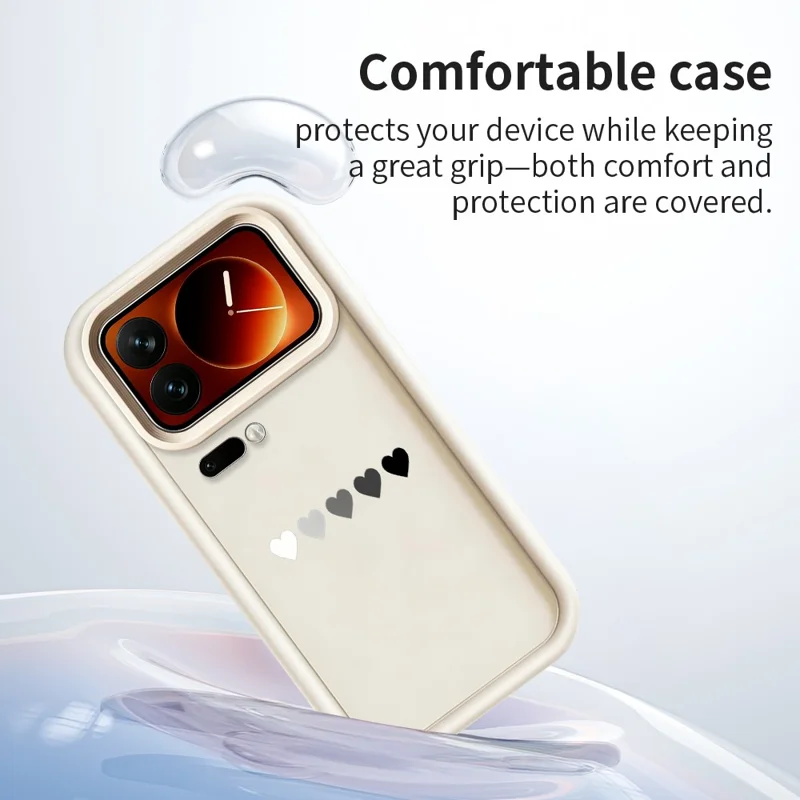 For Xiaomi 17 Pro Max TPU Case Rubberized Anti-Slip Five Heart Pattern Phone Back Cover - White