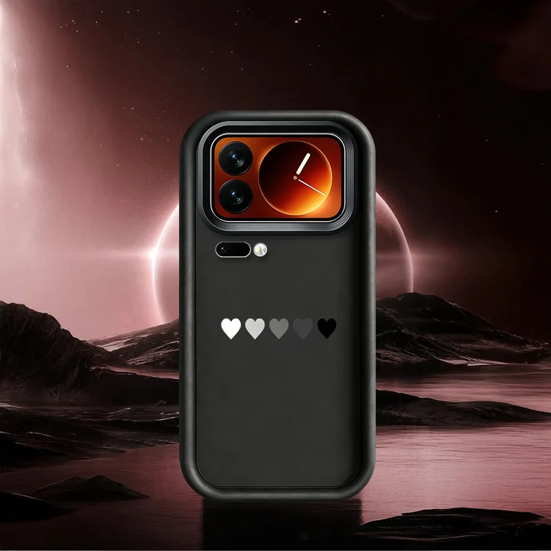 For Xiaomi 17 Pro Max TPU Case Rubberized Anti-Slip Five Heart Pattern Phone Back Cover - White