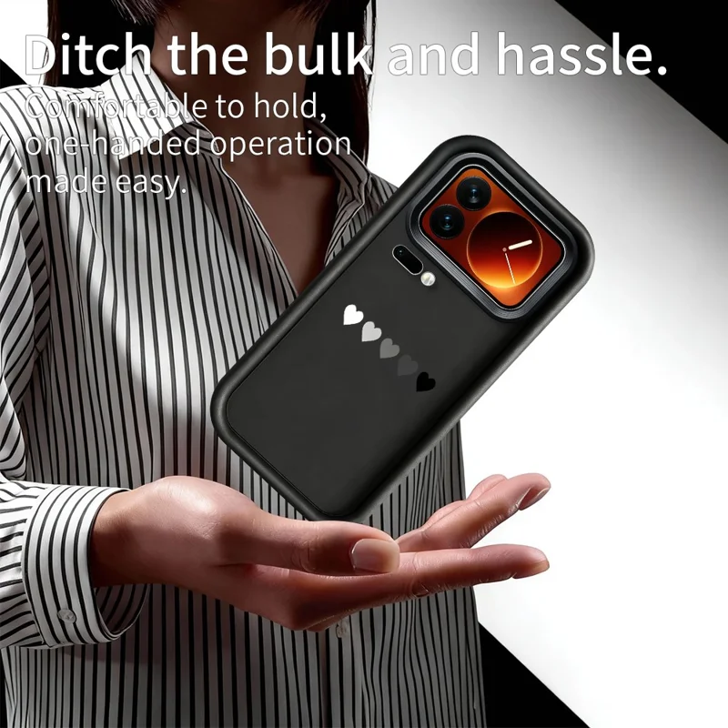 For Xiaomi 17 Pro Max TPU Case Rubberized Anti-Slip Five Heart Pattern Phone Back Cover - White